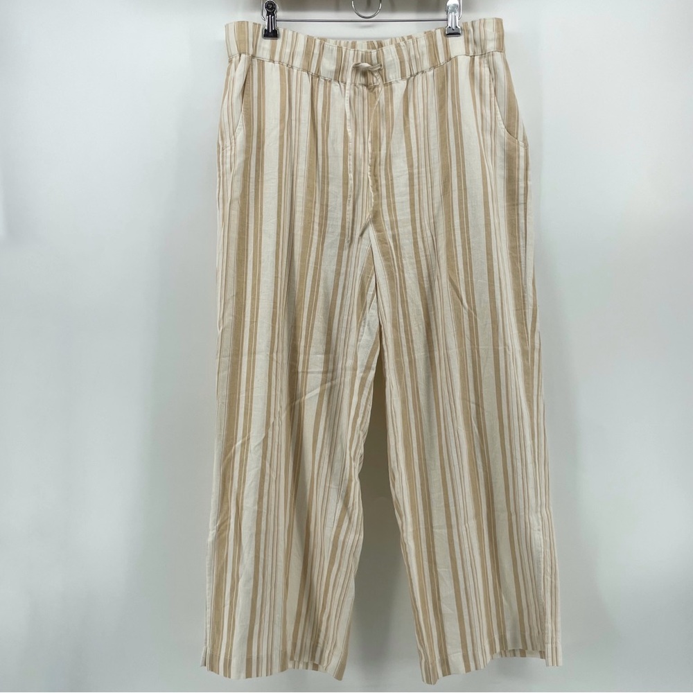 Loft Lounge Linen Pants White Beige Stripes L